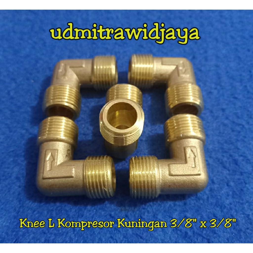 FITTING KNEE DRAT LUAR 3/8&quot; INCI COMPRESSOR KUNINGAN SPAREPART KOMPRESOR 3/4HP 1HP ELBOW 16MM