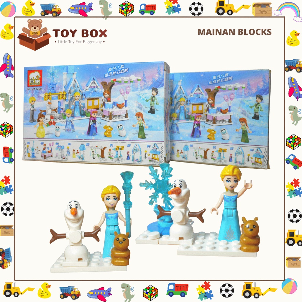 Mainan Pretend Play Lego Princess Brick Blocks Set Frozen 8 in 1 Hadiah Anak Perempuan ( JX1200 ) Le