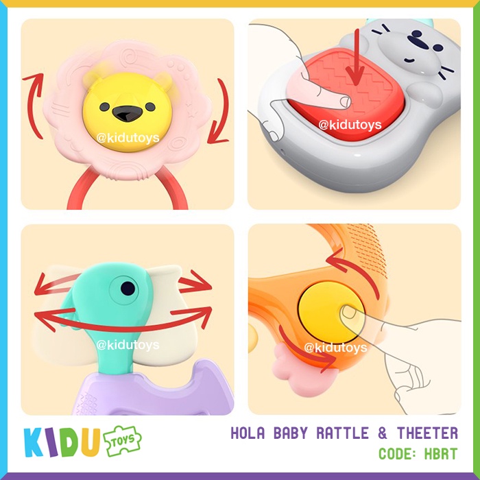 Mainan Anak Gigitan Hola Baby Rattle &amp; Theeter 5in1 Kidu Toys