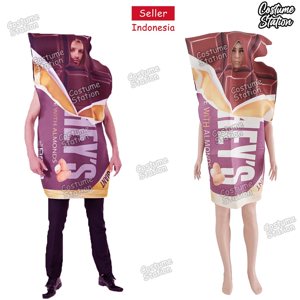 Kostum Hershey's Chocolate Mascot / Costume Cokelat Makanan Halloween dewasa