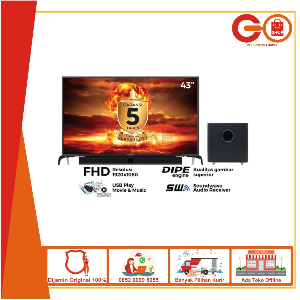 Polytron Digital TV Cinemax Soundbar 43″ – PLD 43BV1558 PLD 43BV1558