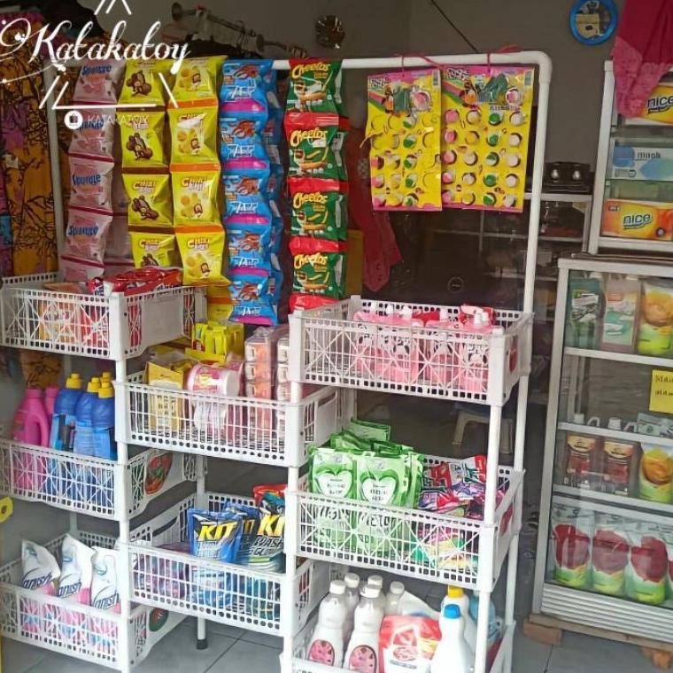 STOK TERBARU RAK JAJANAN WARUNG SEMBAKO/ RAK SNACK KERANJANG UNTUK MENARU RINGAN DAN KAN LAIN NYA