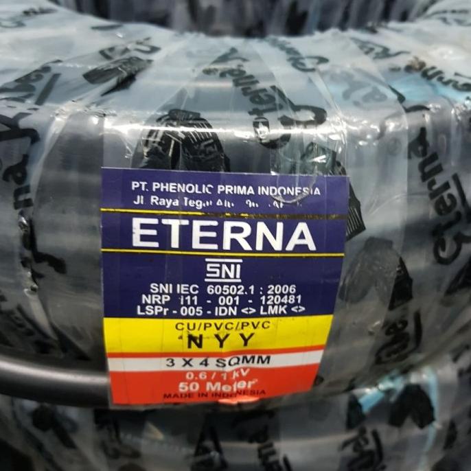 Kabel Listrik Eterna NYY 3x4 Outdoor Tufur Genset Taman Tanam Hitam