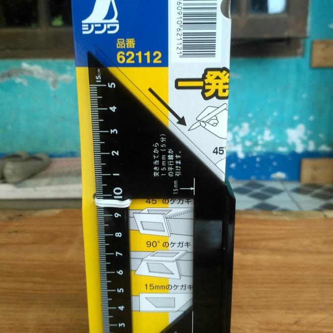 Shinwa 62112 Penggaris Busur 45 Dan 90Derajat - 10Cm - 15Cm Penggaris