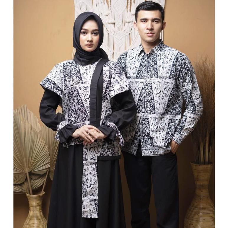 TERLARIS Couple Batik Gamis dan Kemeja Asli Jambi - Zallatra 27 Murah