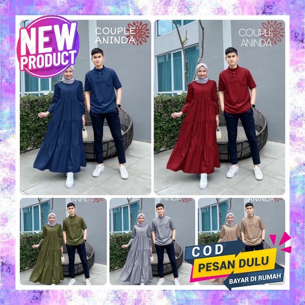Baju Couple Lebaran 2023 Set Keluarga Koko Gamis Raya Seragam Muslim Pakaian Wanita Exclusive Kemeja