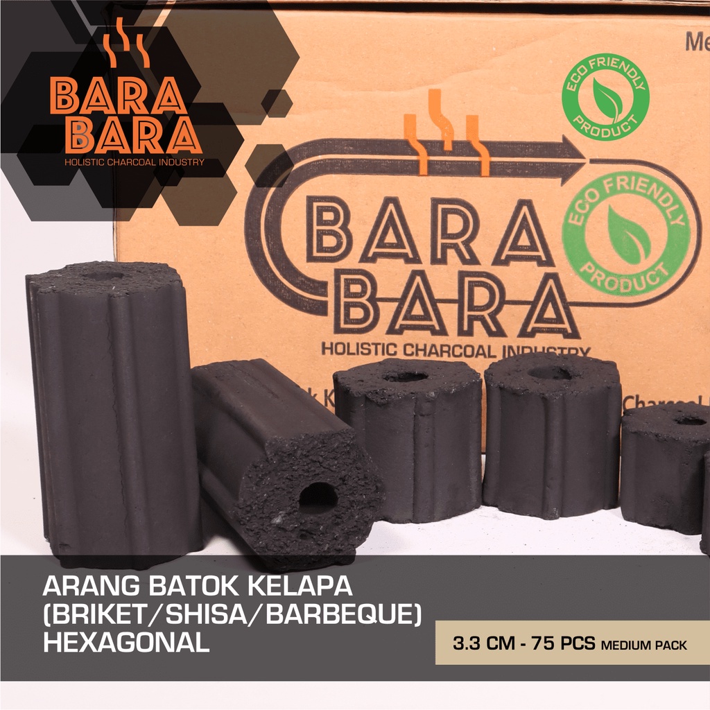 

Arang batok kelapa (Grande Pack) Briket Hexagonal 3,3cm-65pcs