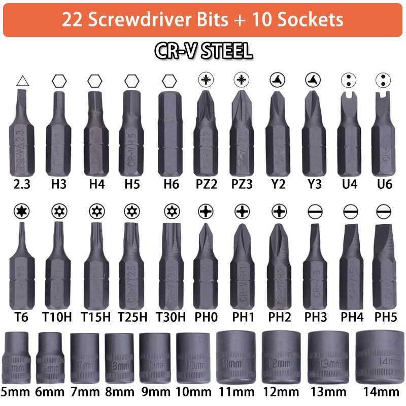 Set Kunci Ratchet Screwdriver Household Repair Tools 38in1 - 2880A - Gray/Orange