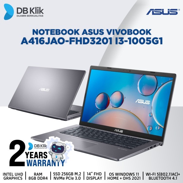 Notebook ASUS Vivobook A416JAO-FHD3201 i3-1005G1 8GB 256GB W11+OHS 14"