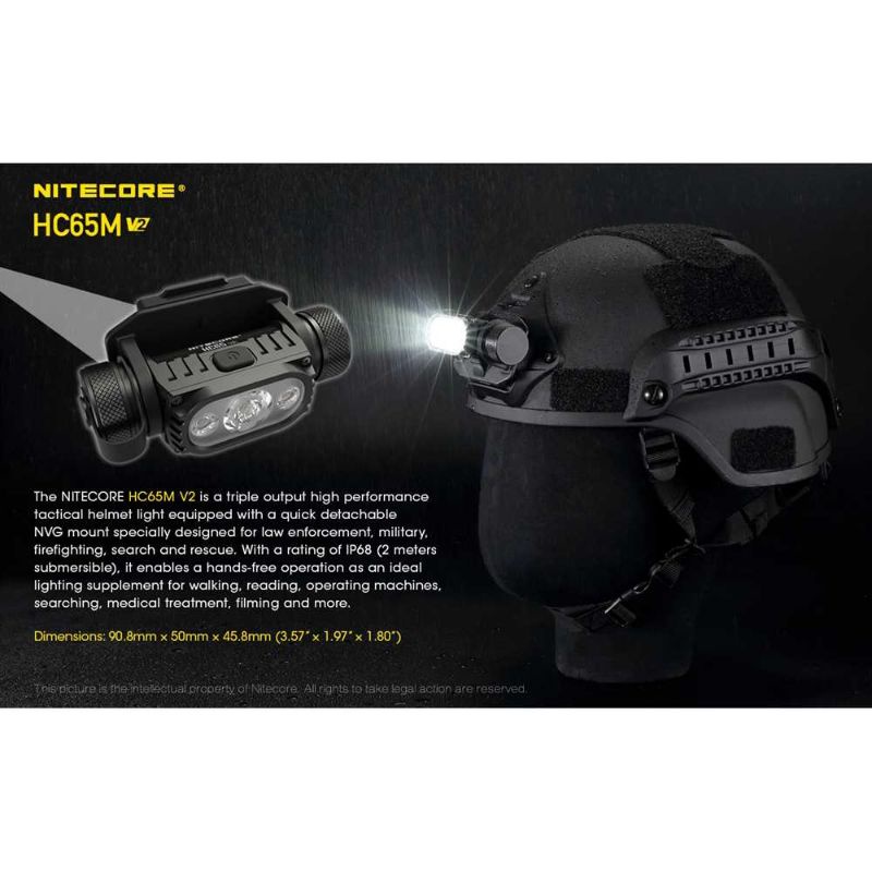 NITECORE Headlamp Senter Kepala LED Cool White 1750 Lumens 3500mAh - HC65M V2