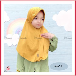 AMANDA - JILBAB ANAK SERUT JERSEY IMPORT SIZE S | KERUDUNG SERUT PET BORDIR