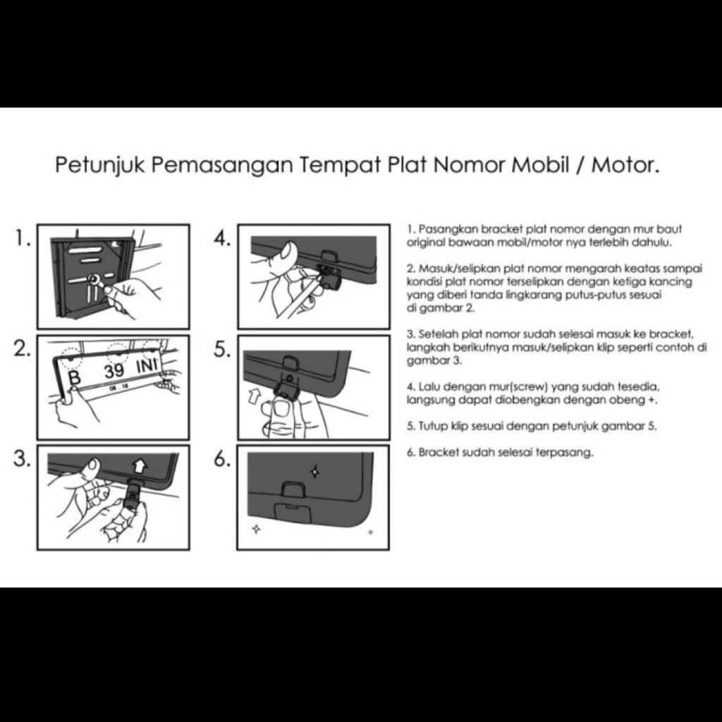 Dudukan Plastik Plat Nomor Mobil 46cm Model Slim 46 b Tekstur bibir pinggir halus Kualitas OEM