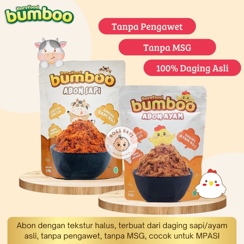 BUMBOO - ABON Sapi / Ayam Asli Tanpa Pengawet Tanpa MSG untuk MPASI 100gr