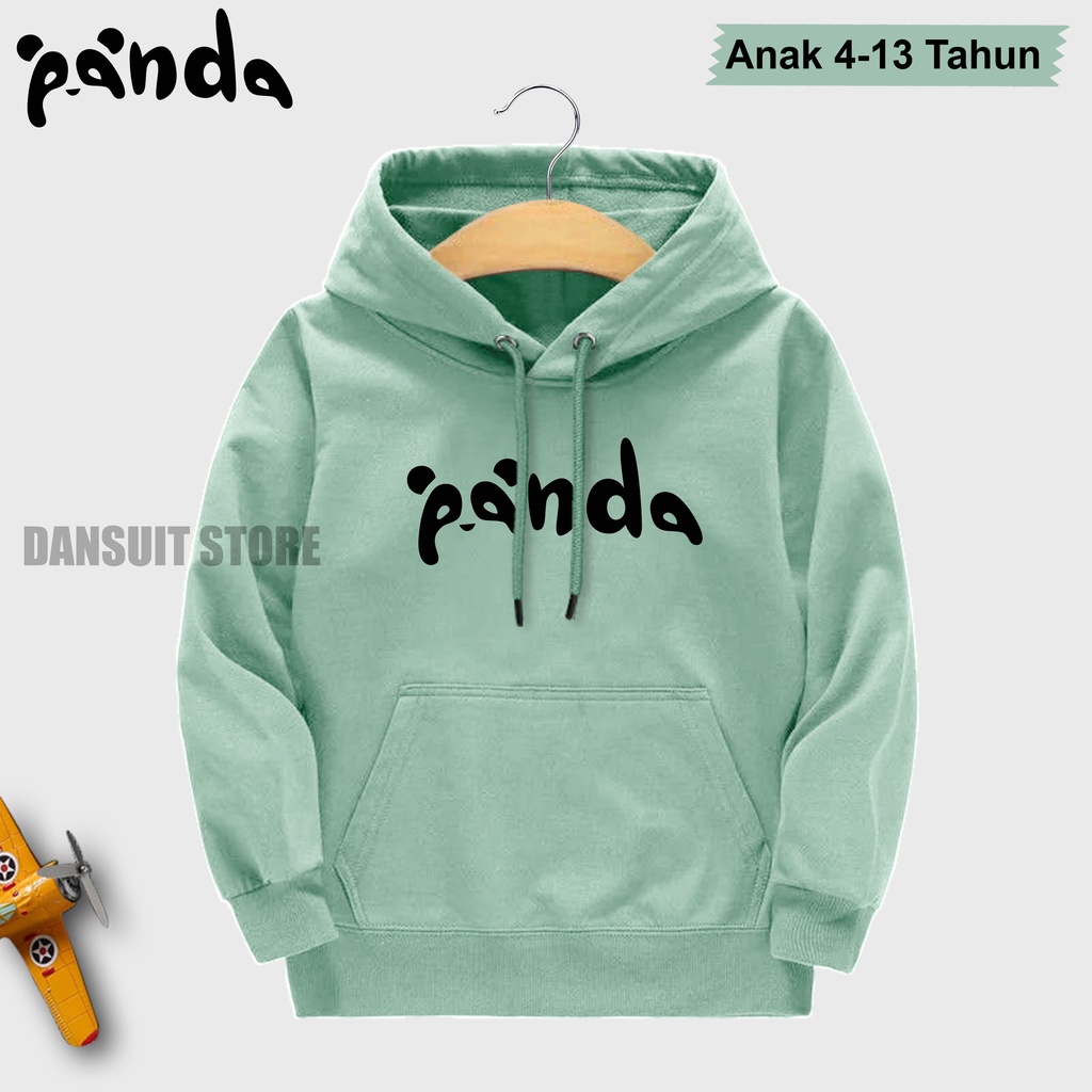 Hoodie Anak Laki-laki Perempuan Usia 4-13 Tahun Motif Sablon PANDA Bahan Fleece Tebal Premium