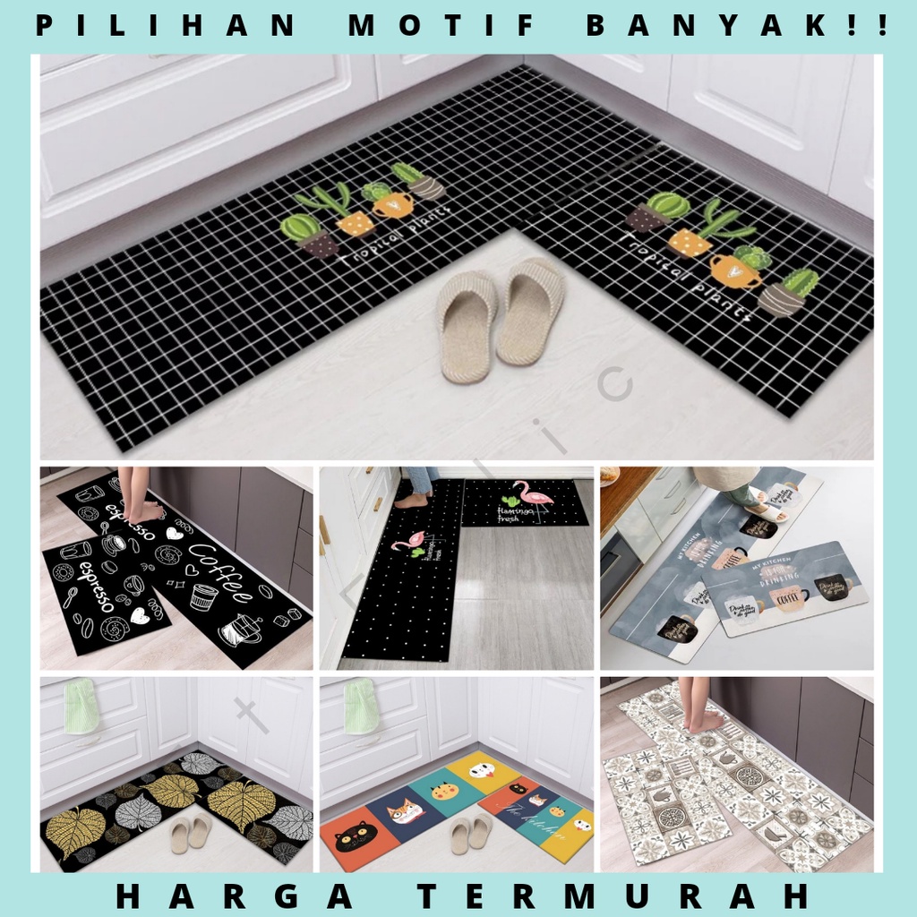 2 in 1 Kitchen Floor Mat SET  / Keset Alas Lantai Kamar Tidur Rumah Dapur Kamar Mandi Anti Selip