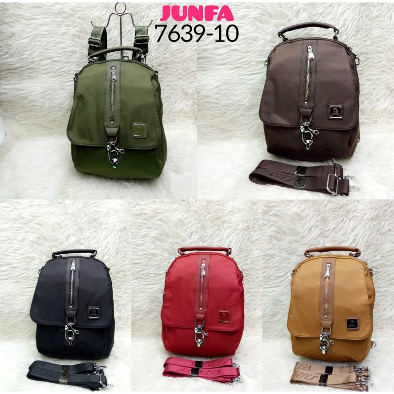 TAS RANSEL JUNFA 2IN1 ORY WANITA PARASUT TEBAL 7639-10 / Bisa Selempang Dan Ransel Original