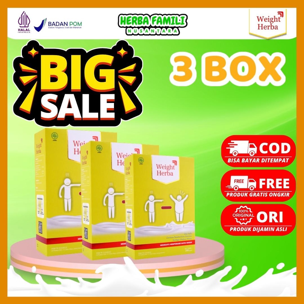 

[BIG SALE 3 BOX] | Weight Herba | Susu Kambing Etawa Asli Bantu Menambah Berat Badan dan Meningkatkan Nafsu Makan Secara Optimal