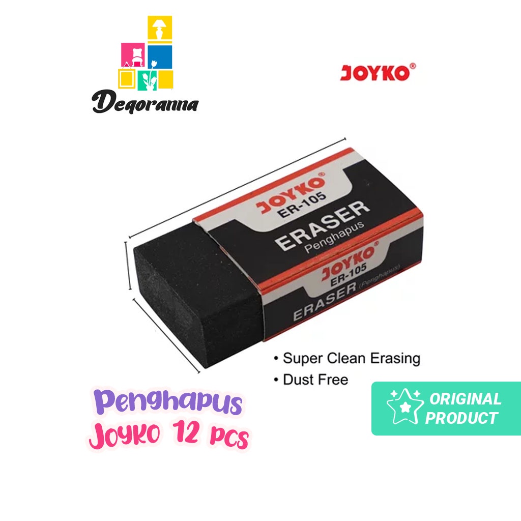 

Penghapus Pensil JOYKO HITAM rubber eraser stip kecil 12 Pcs [JNSN]