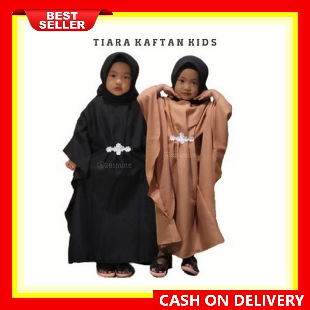 Gamis Kaftan Anak Perempuan Warna Green Sage Buju Lebaran Anak Wanita Model Kaftan Free Belt Baju Ga