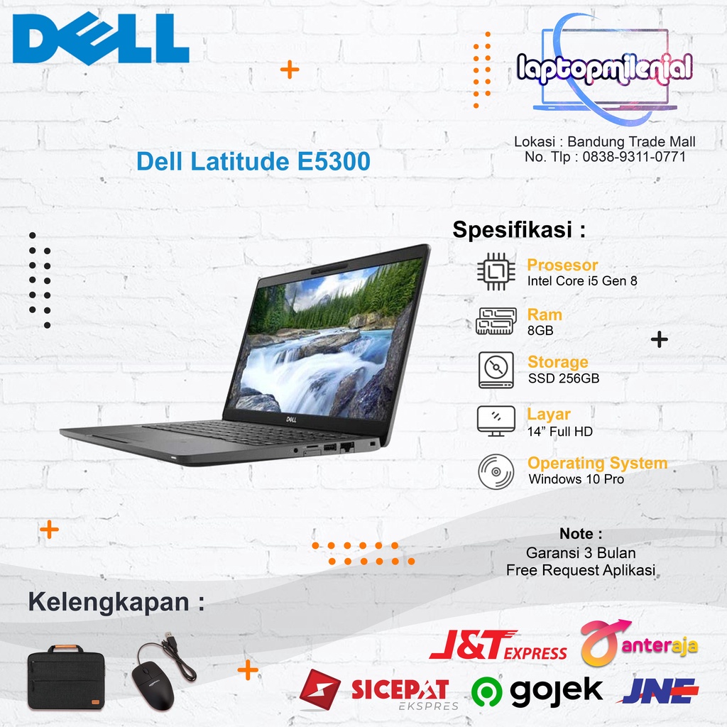 Dell E5300 Intel Core i5 Gen 8 Ram 8GB SSD 256GB Win 10 Siap Dipakai Bergaransi