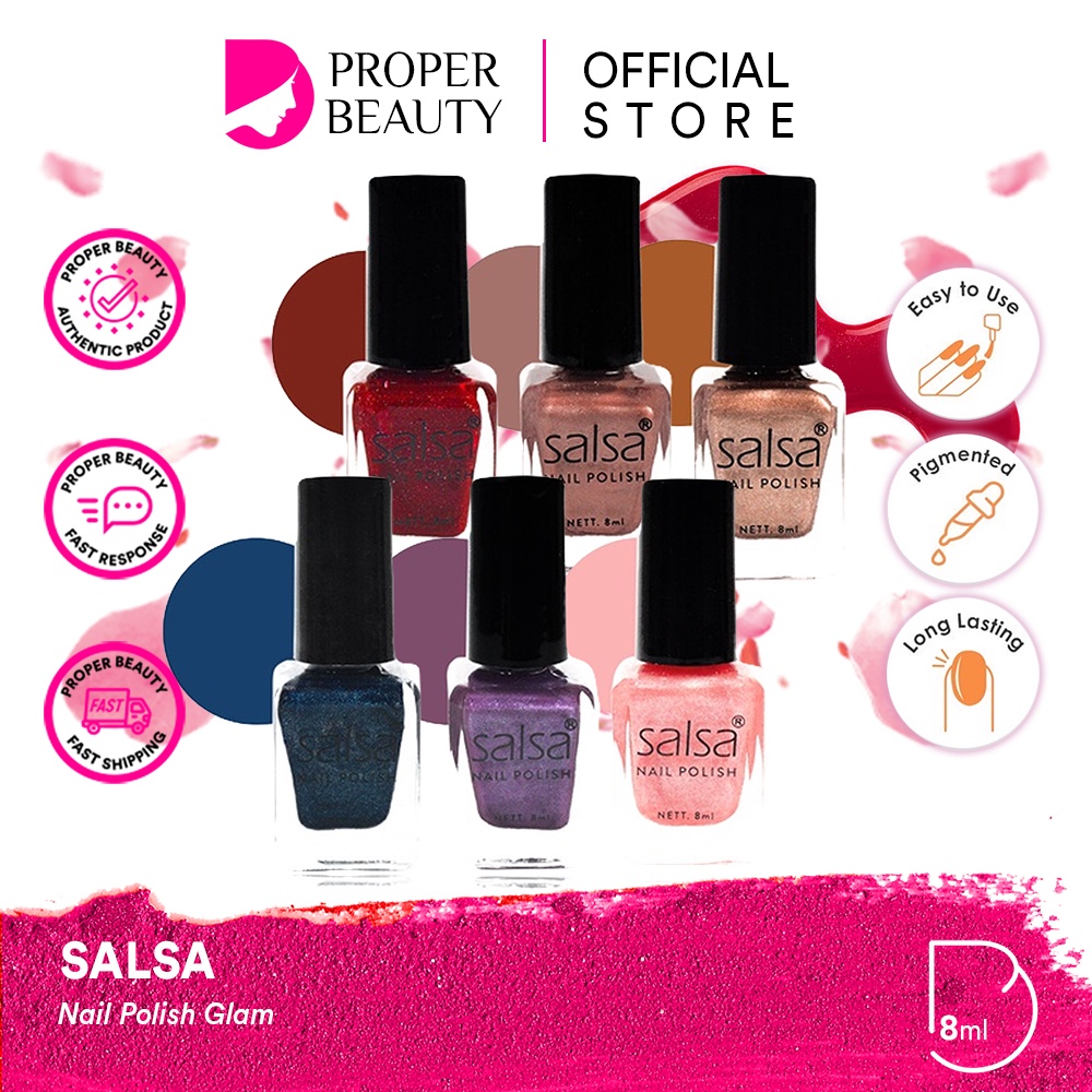 SALSA Nail Polish Glam Indonesia / Cat Kuku / Nude 1 2 Glamour Set A B / Peel Polish Kutek Halal Off Lupas Breathable Hijab Friendly / Color Pewarna Warna Matte Glossy Nude Bening / Satuan Ecer Full Set Paket / Cosmetic Beauty Tools Aksesoris / Varnish