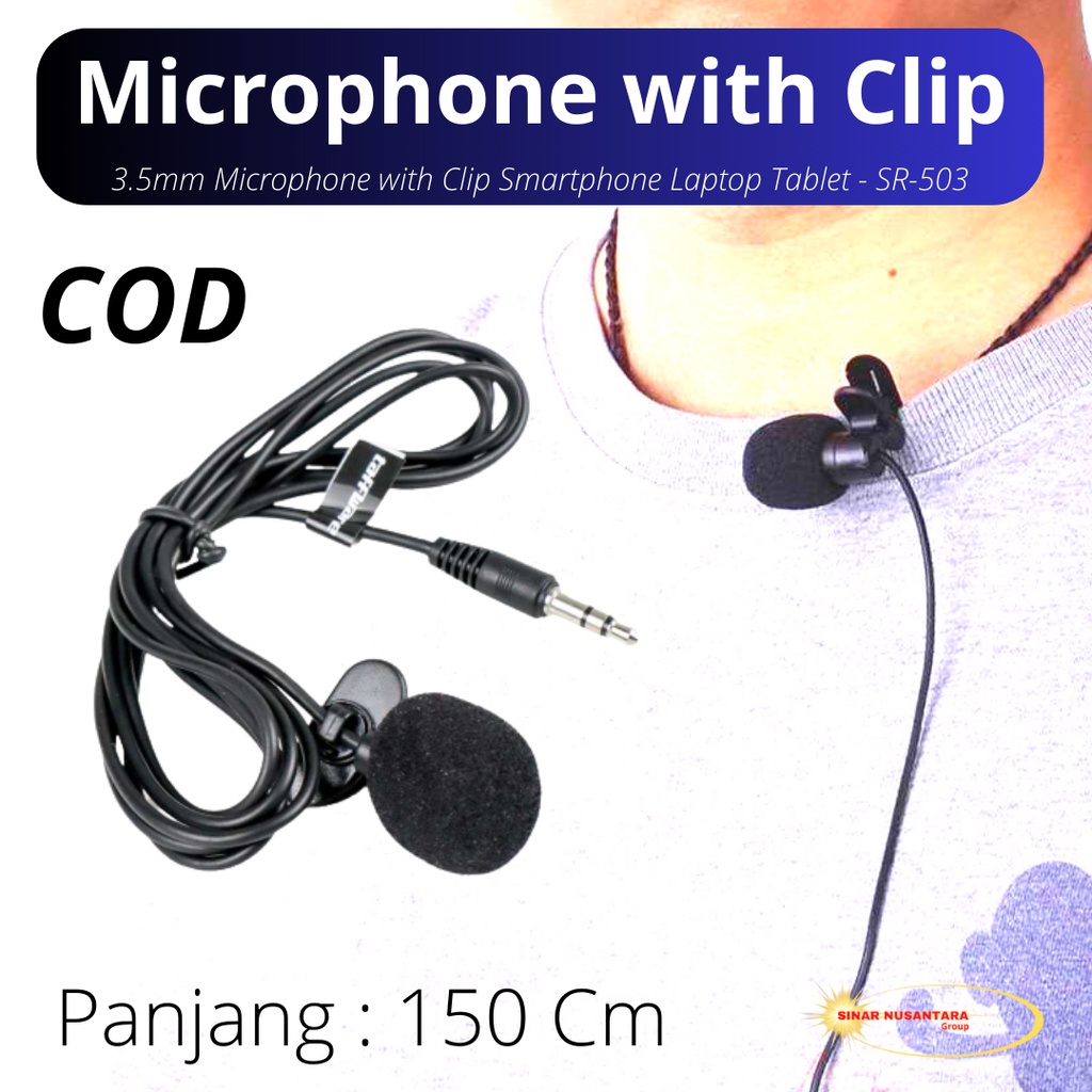 NEW 3.5mm Microphone with Clip Smartphone Laptop Tablet - SR-503   Microphone mic smule untuk berbag