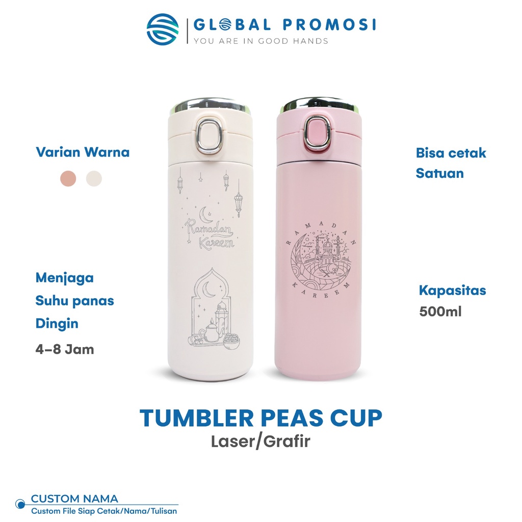 Tumbler Custom Peas Cup  CETAK GRAFIR  Led Display Flask Hot &amp; Cool 420ML/ suhu Tumbler 304 Stainless Steel Botol Souvenir Murah