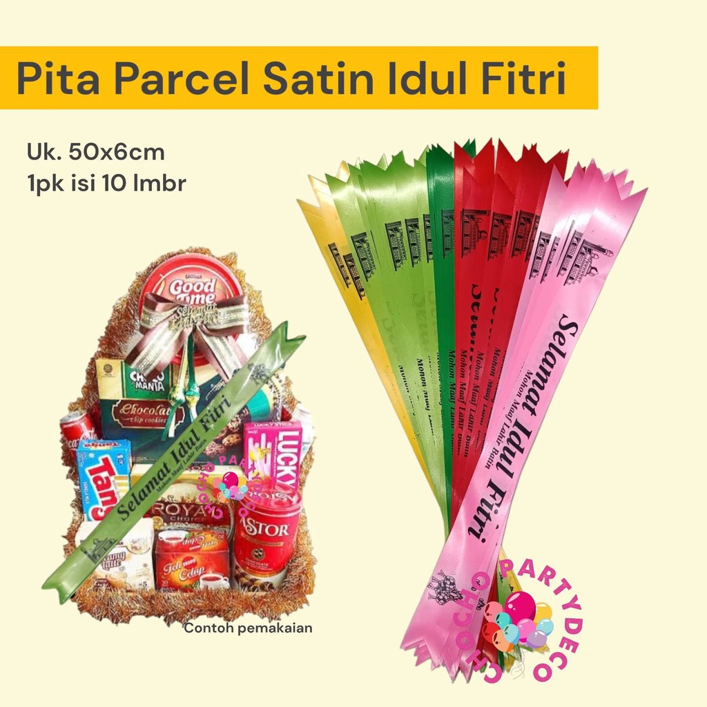 

Pita PARCEL LEBARAN IDUL FITRI 50x6 cm / Label Parsel Sablon isi 10 pc