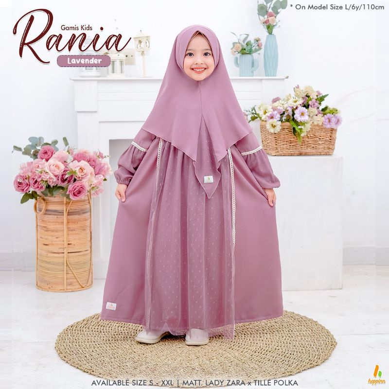Gamis Tutu Cantik Dress Pesta Anak Muslim Tile Polos Rania Set Hijab