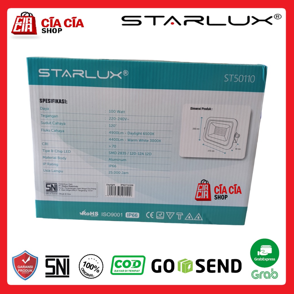 Starlux Lampu Tembak Mini 100 WATT LED Floodlight Mini 100W Lampu Sorot 100 W