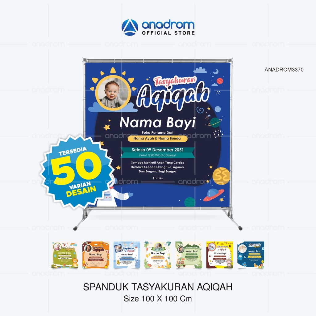 Spanduk Tasyakuran Aqiqah Untuk Laki laki | Banner Aqiqah Custom Free Input foto Banner Baby Shower 