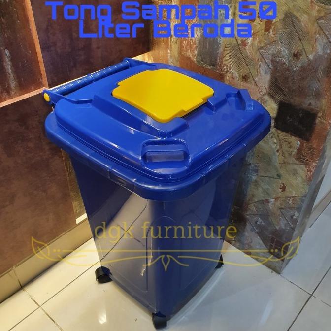 Tong Tempat Sampah Plastik Dustbin Besar Roda Beroda 50 Liter 50L 50 L Mayanaa987