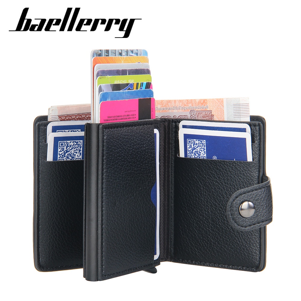 ORIGINAL IMPOR BAELLERRY K9148 DOMPET MINI KARTU LONTAR RFID DENGAN KANCING DAN TEMPAT UANG KERTAS