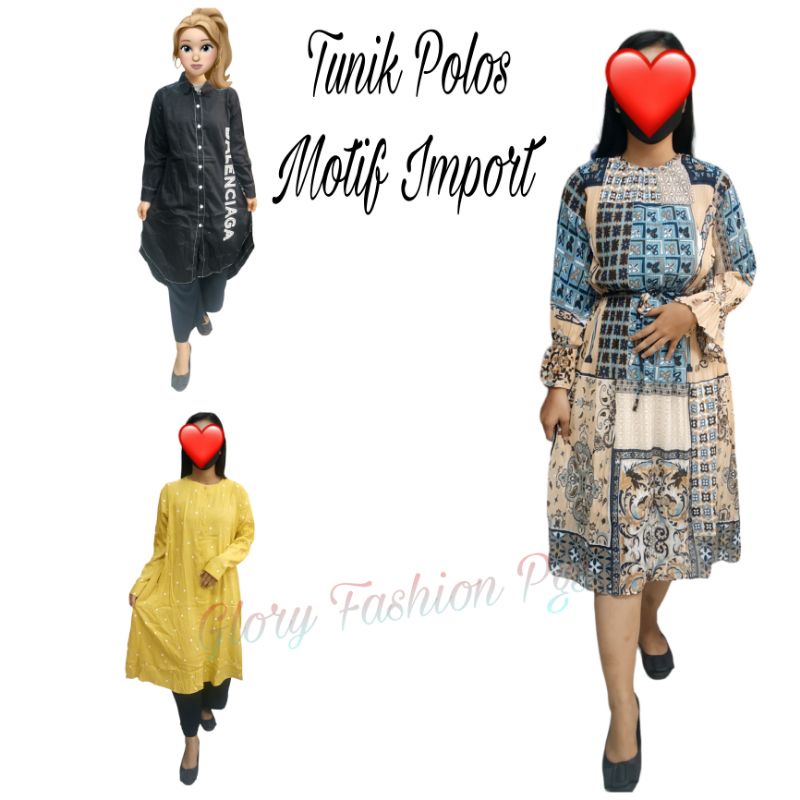 TUNIK PANJANG REMAJA WANITA MOTIF POLKA KANCING DEPAN BUSUI KEMEJA TUNIK POLOS TUNIK BANGKOK PREMIUM