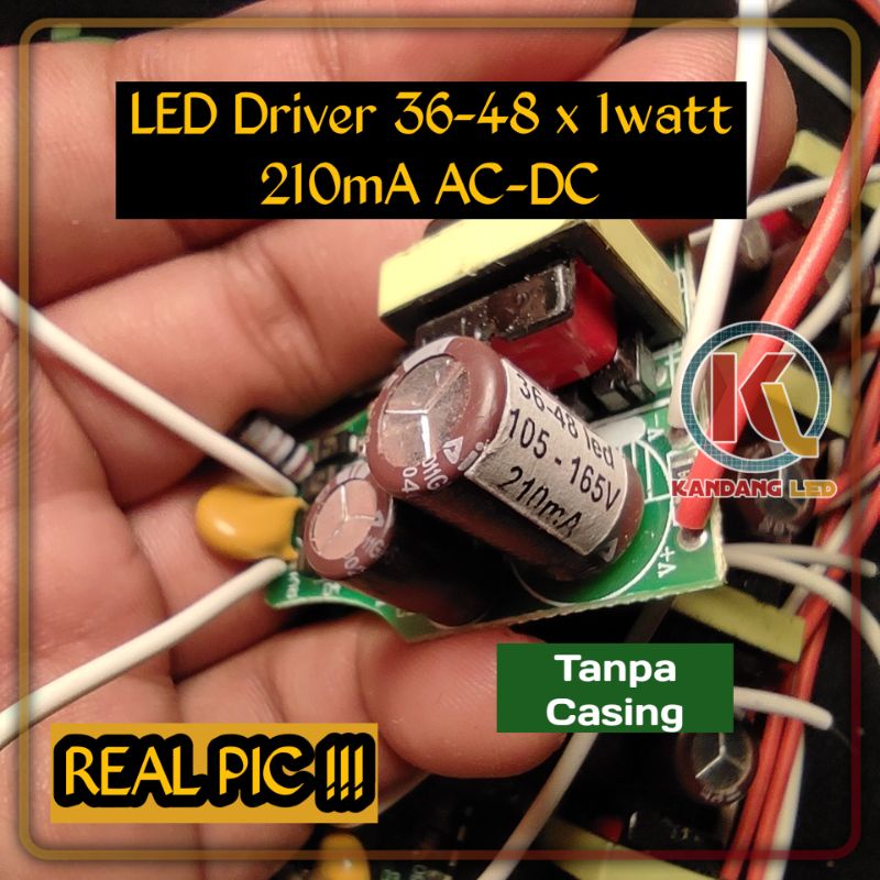 LED Driver 36-48x1 Watt 210 mA (NO IC) AC-DC Tanpa Casing