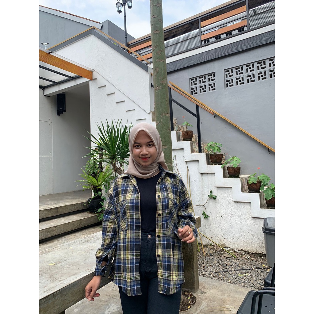 KEMEJA FLANEL OVERSIZE// KEMEJA WANITA FLANEL