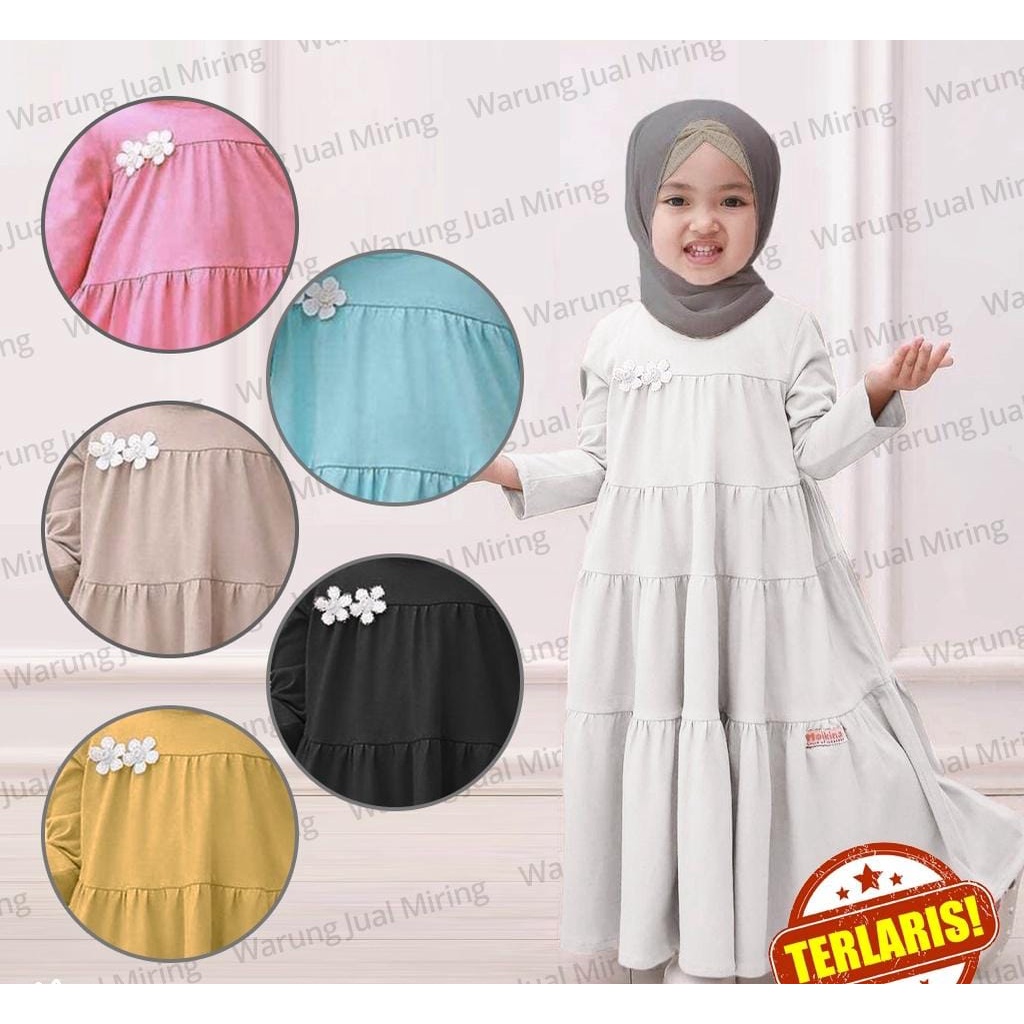 Gamis Anak Princess 1-12 Tahun Model Susun Bahan Voxy Melar Balita Batita Murah Kids Kecil Perempuan
