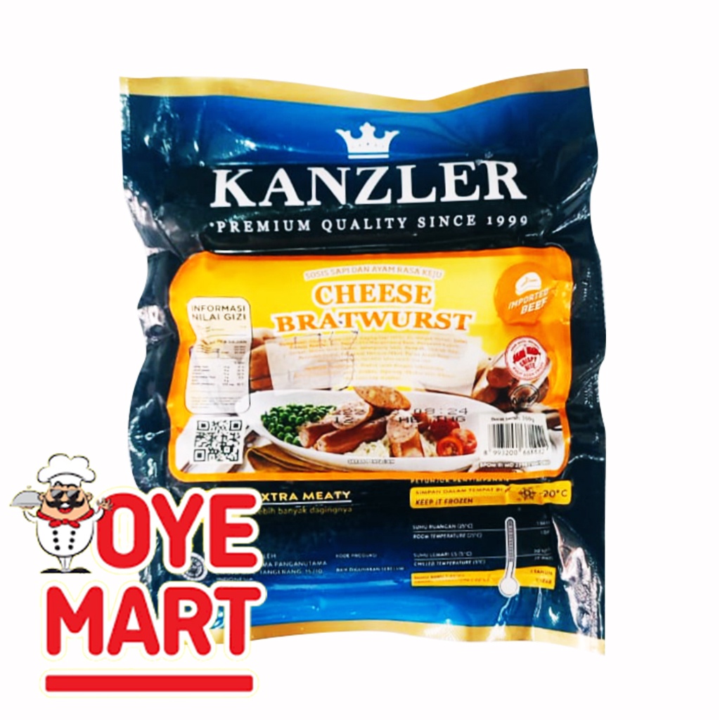 KANZLER CHEESE BRATWURST 360GR SOSIS SAPI DAN AYAM RASA KEJU