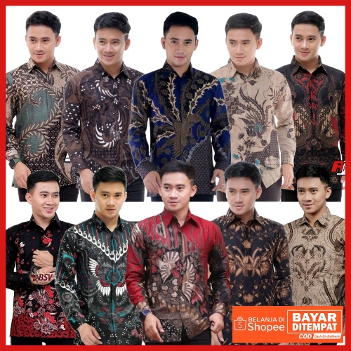 Batik Pria Lengan Panjang BATIK BERKAH HRB026 motif KERATONAN Kode 002 size M L XL XXL Reguler