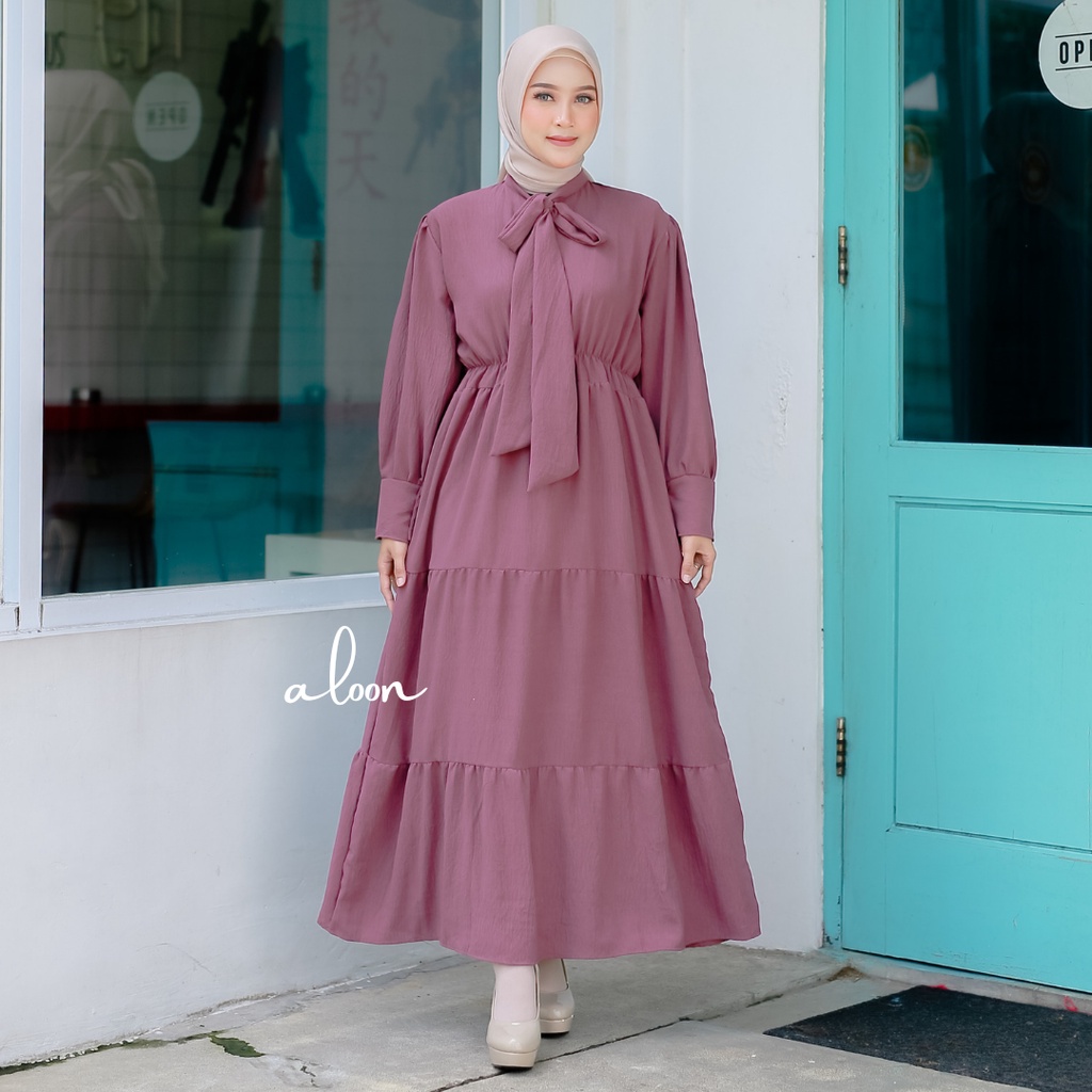 Aretha Gamis Balon Crinkle Airflow Busui Friendly – Gamis Wanita Dress Premium