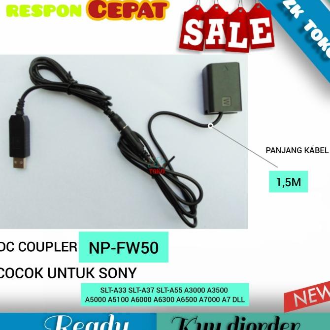 AC-PW20 NP-FW50 USB Adapter Sony Charger Dummy Battery DC Coupler
