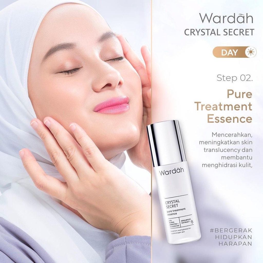 WARDAH Crystal Secret Pure Treatment Essence Indonesia / Pelembab Wajah 30ml 50ml 100ml / With Arbutin Crystal Edelweiss Extract / Brightens and Hydrates For Crystal Bright Skin / Melembabkan Menghidrasi Cerah Mist Esence Kulit / Skincare Face Care Series