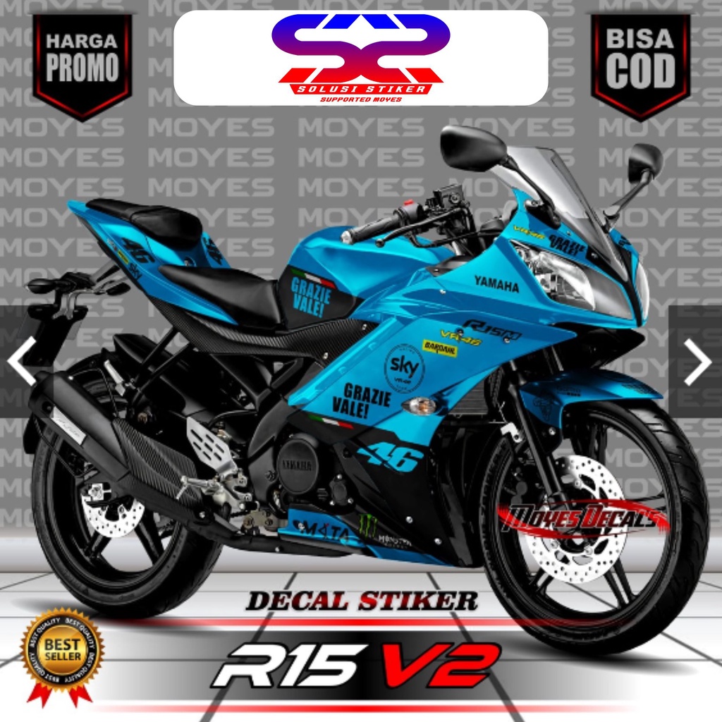 Setiker Decal Motor Yamaha R15 V2 Desaind  Biru Muda FullBody Decal R15 V2 FullBody