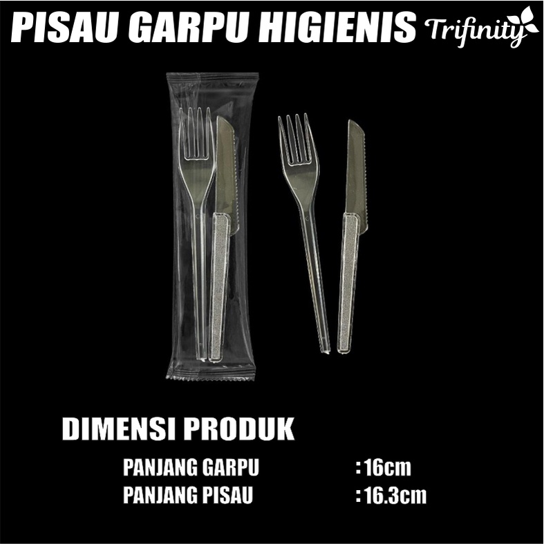 Pisau Garpu Makan Set Higienis Per Pack Plastik Steril Trifinity Murah