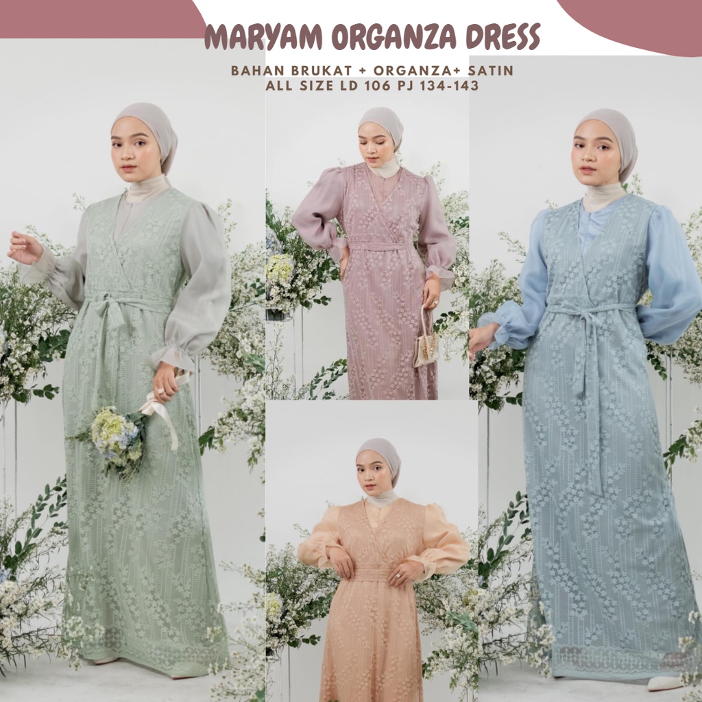 Maryam Organza Dress Ld 106/Dress Korean Syle/Dress Brukat Kondangan/Dress Lebaran/Dress Wanita/Dress Brukat Full Furing/Dress Lamaran/Dress Prewedding