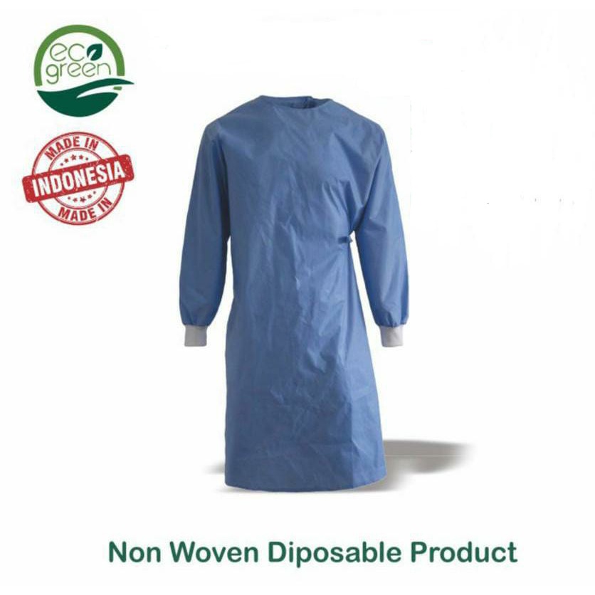 Surgical Gown Non Woven Polypropylene Eco Green / Baju APD Operasi S M L XL