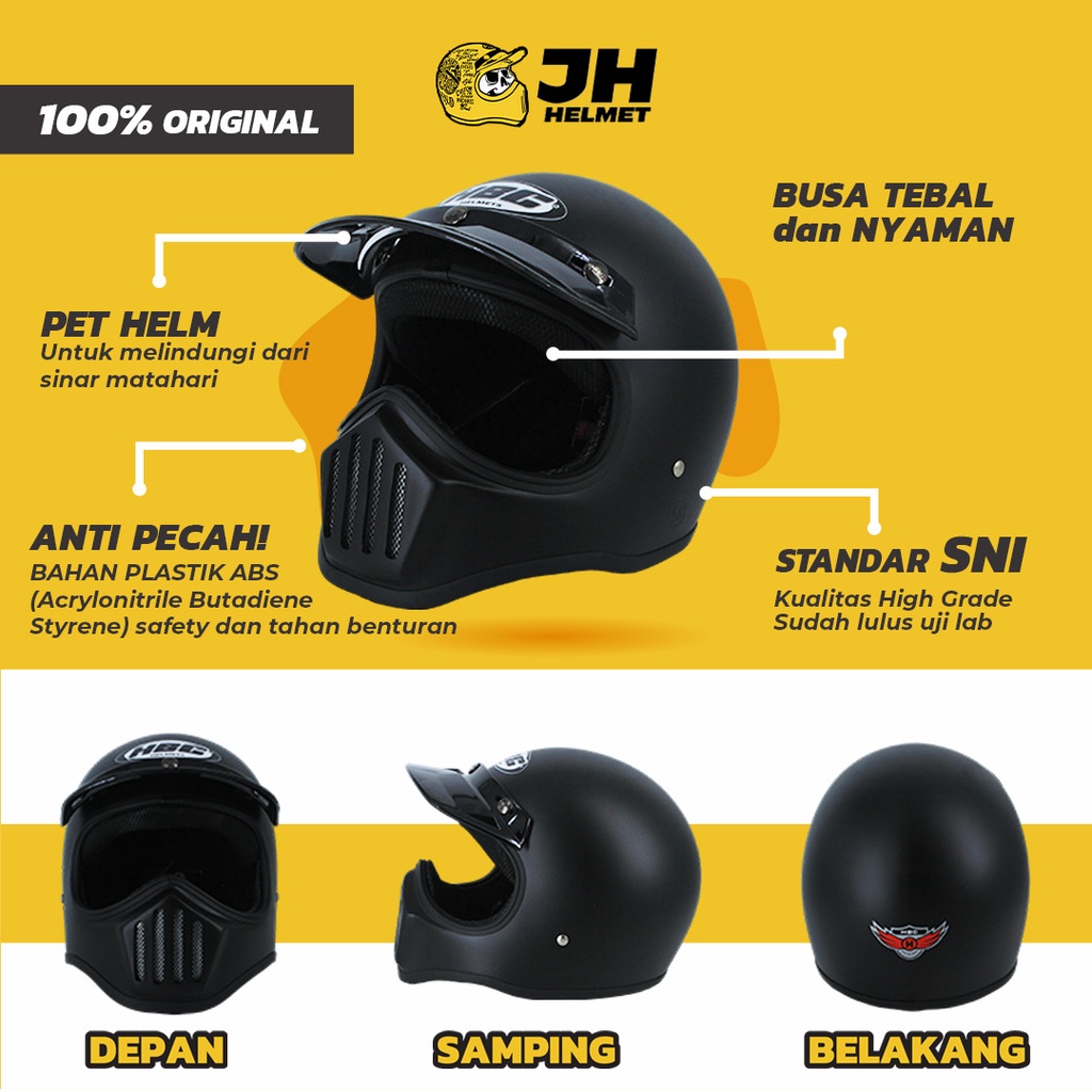 Helm Cakil HBC Polos+FREE Goggle PROMO Terbatas!! (Helm HBC Cakil/Helm Retro/Helm Vespa/Helm Klasik)