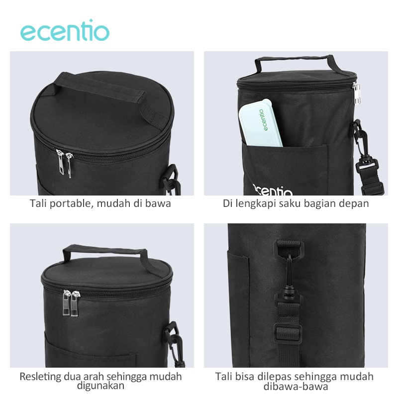 ecentio rantang tas bekal alumunium foil lunch bag besar tas tempat makanan tas tahan panas waterproof kotak makan totebag tas tote round