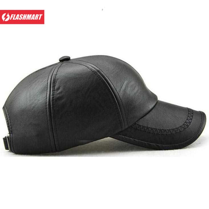 Flashmart Topi Baseball Aksen Kulit Faux Leather Caps - G12965