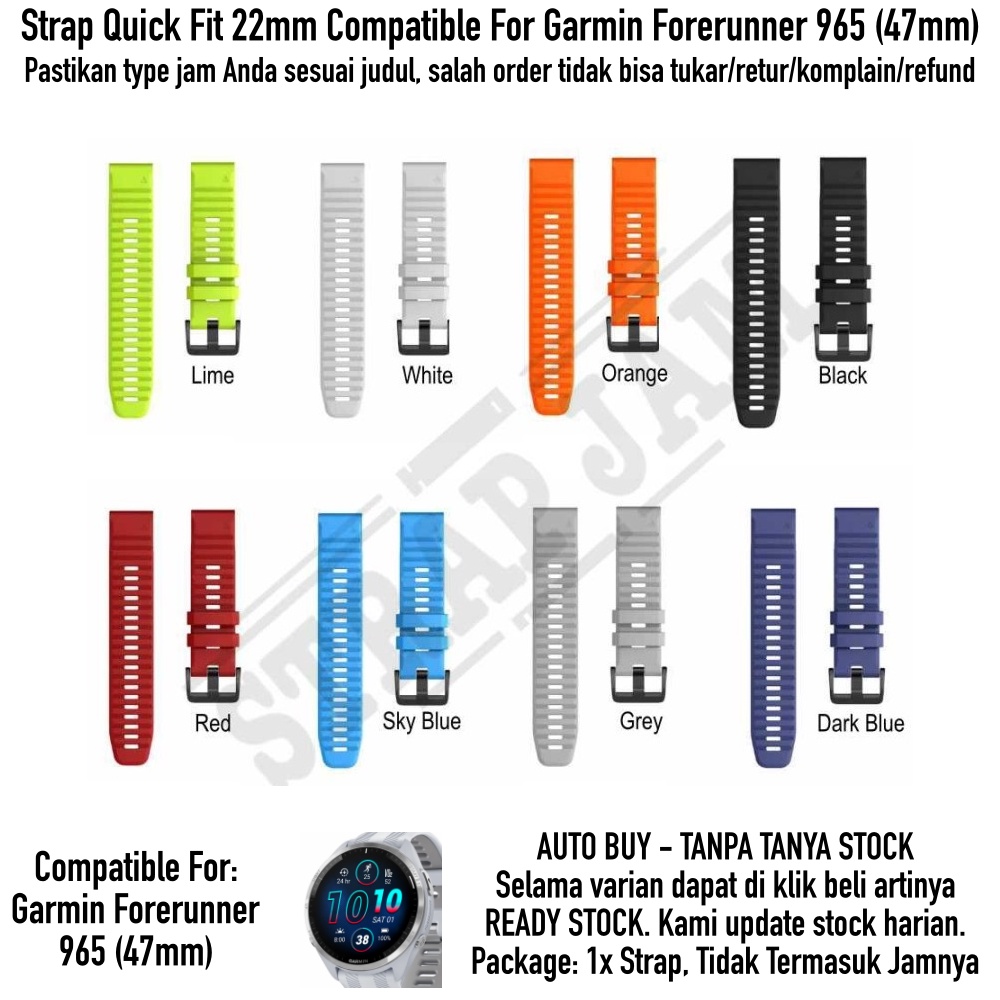 MF6 22mm Strap Garmin Forerunner 965 (47mm) - Tali Jam Tangan Quick Fit Rubber Lentur